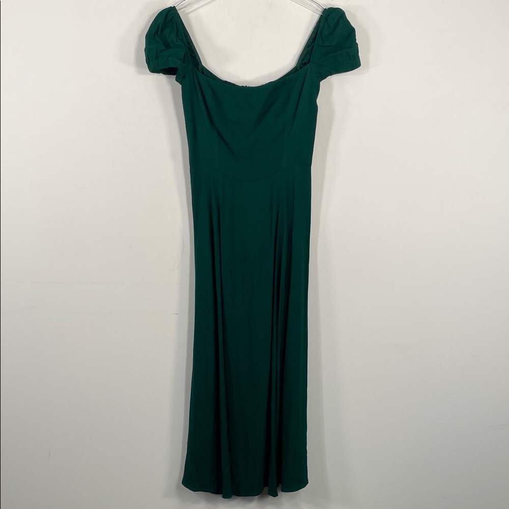 Reformation Sienne Emerald Midi Short Sleeves‎ Dress Sz 2 - Picture 2 of 9